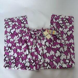 NEW Young USA. GH Trading 100% cotton Purple Heart Patterned Pajama Pants size M